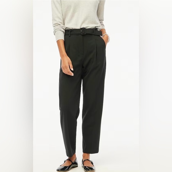 NWT J. Crew Factory Belted Straight-Leg Trouser Pant in Black, Size 6 - Picture 1 of 14